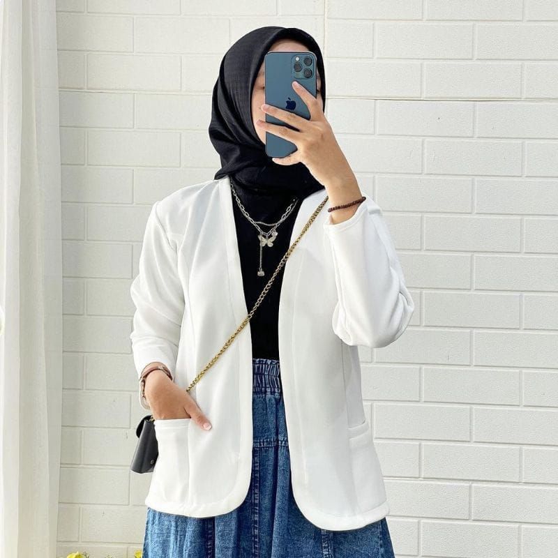 BLAZER WANITA KERJA KANTOR SCUBA ATASAN OOTD