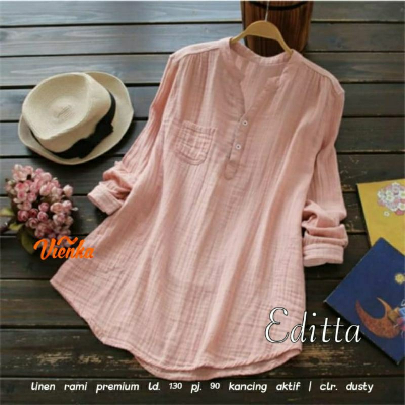 Editta blouse katun linen jumbo LD 130 XXXL