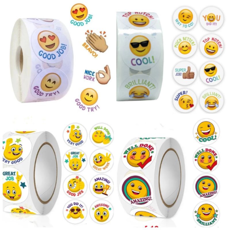 

100 Pcs / 500 Pcs - Stiker Emoji Motivasi Anak Reward Sticker