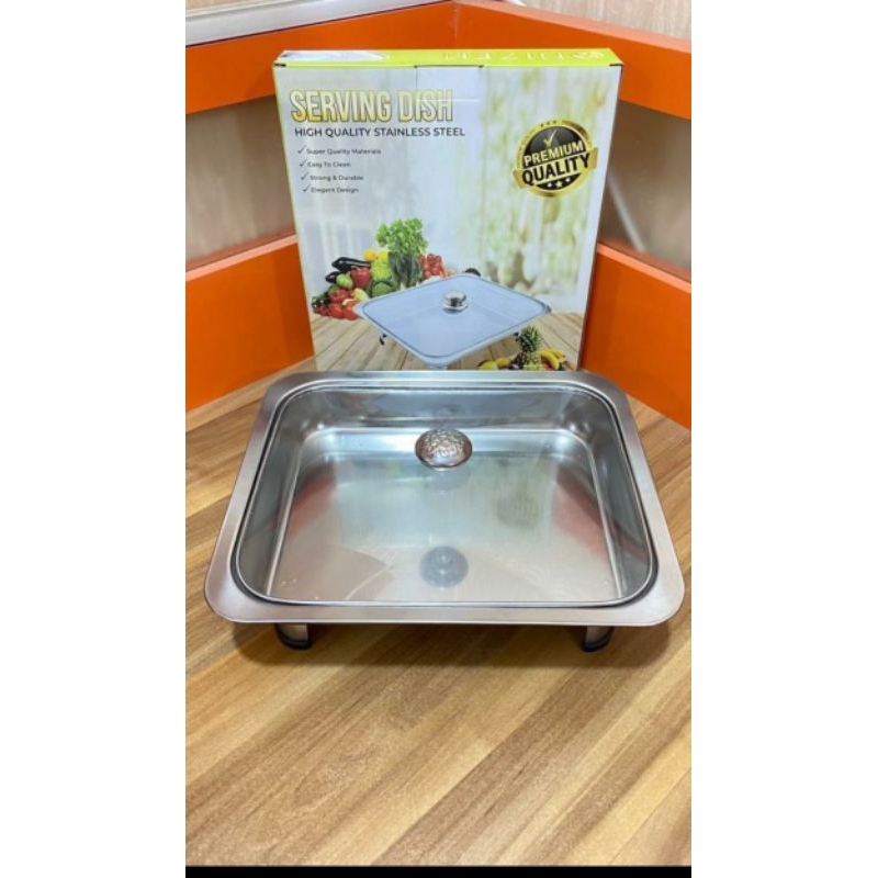 BMW Prasmanan full kaca stainless Fast food Dish Segi Stainless Prasmanan Tempat Saji Tutup Full Kac