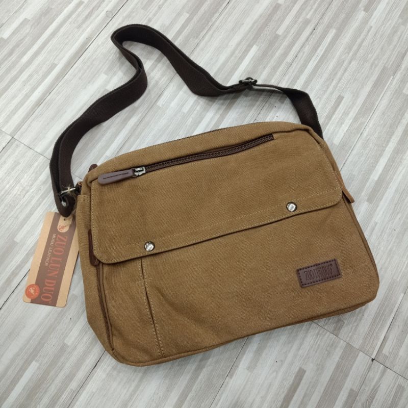 Tas Selempang Zuo Lun Duo Messenger Bag Canvas Import