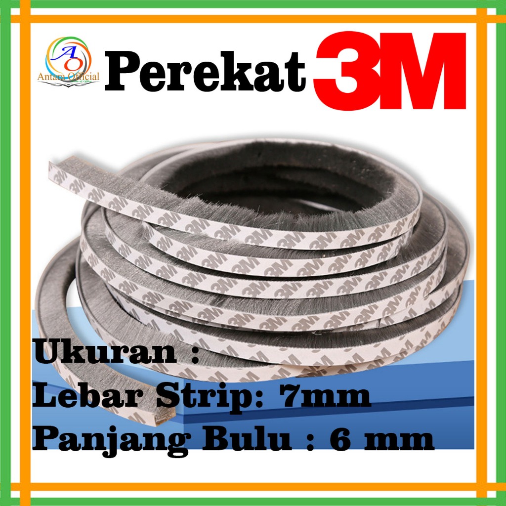 Bulu Peredam Pintu Jendela 7mm x 6mm Mohair Penutup Celah Anti Debu Door & Window Seal Tape 3M