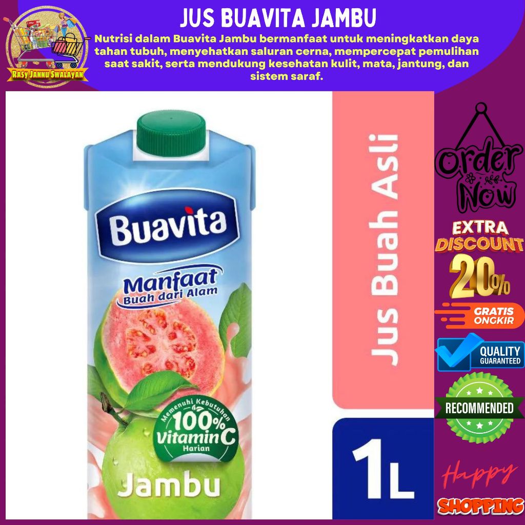 

Buavita Juice Jus Kemasan Rasa Buah Asli Jambu Guava 1000Ml