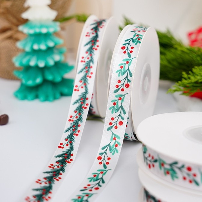 (1 Roll 22 Meter) Pita Satin Natal Pita CHRISTMAS Pita Kue Natal Pita Satin Natal