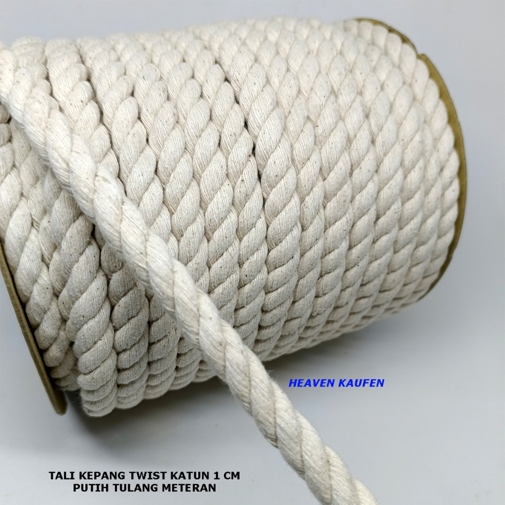 Tali Kepang Twist Katun Diameter 1 cm Atau 10 mm Warna Putih Tulang Untuk Tali Tas Craft Dll Meteran