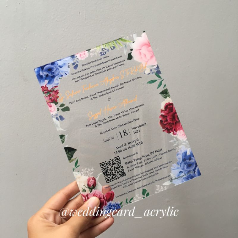 undangan akrilik / acrylic invitation / uv print / akrilik uv printing / jasa print uv / kartu undan