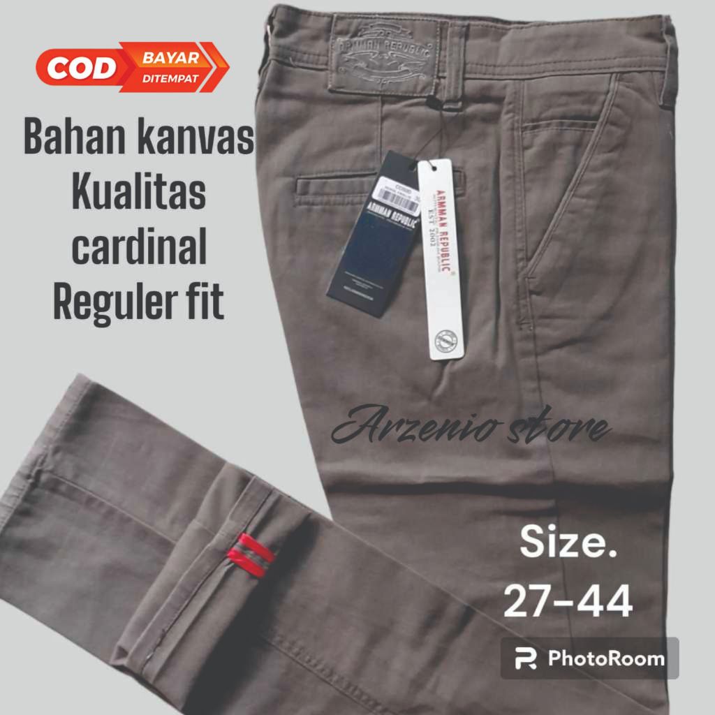 Celana Panjang Pria Distro Chinos Premium Original Cardinal 100% Bahan Kanvas Arman Republic Jumbo 27 Sampai Big size 44