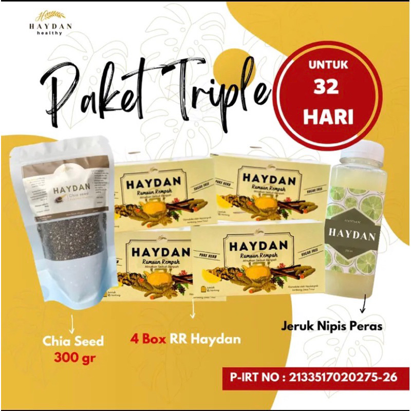 

PAKET TRIPLE 32 HARI HAYDAN
