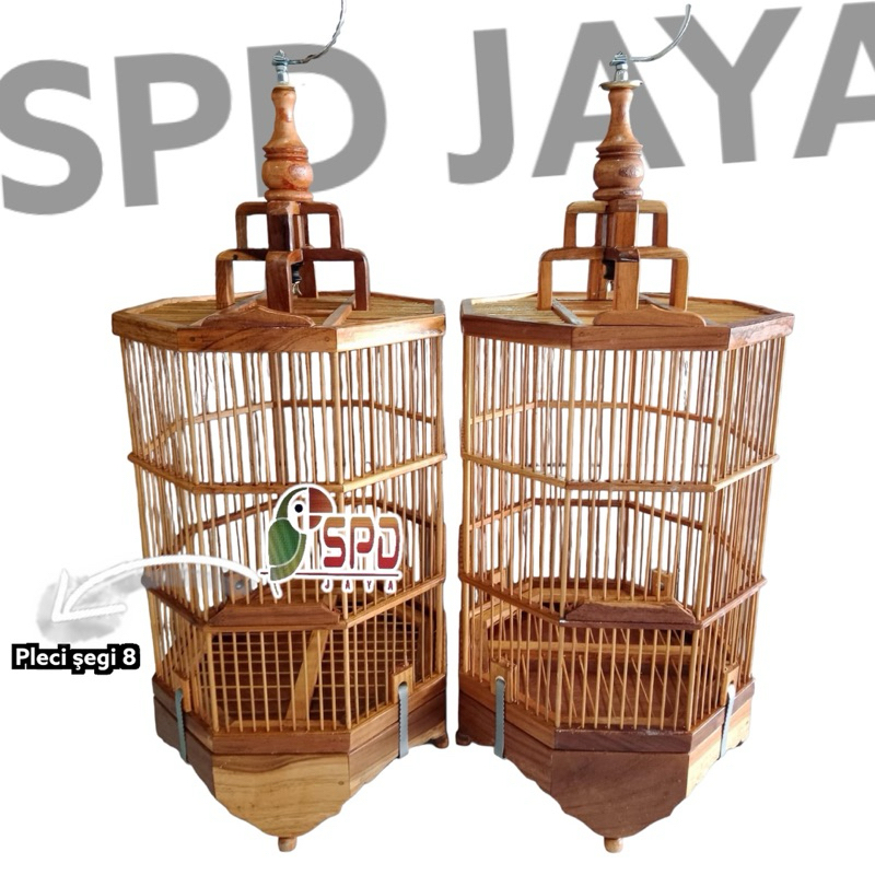 SANGKAR KANDANG PLECI SEGI 8 JATI PERNIS - KANDANG BURUNG KECIL