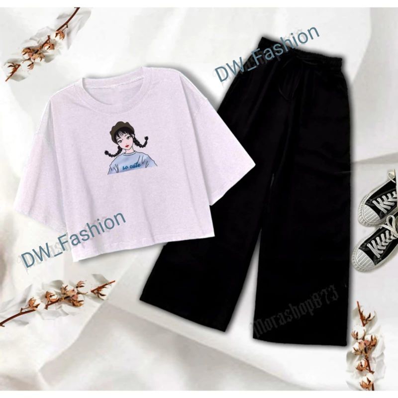 DW _Setelan Crop Oversize Wanita remaja GIRL SIZUKA / COD Bayar ditempat