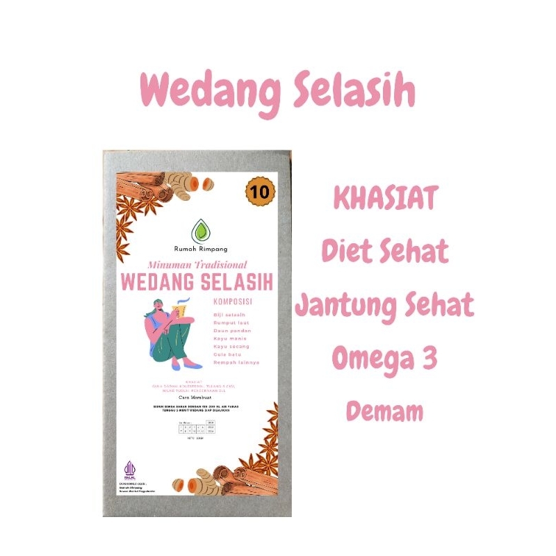 

Wedang selasih komplit khas Yogyakarta 1 pak isi 10 bungkus
