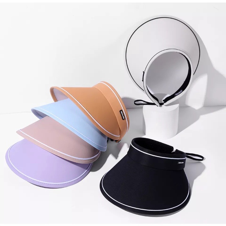 Topi Pantai Visor Wanita Lebar Lipat Praktis Anti Uv Topi Bisa Masuk Tas