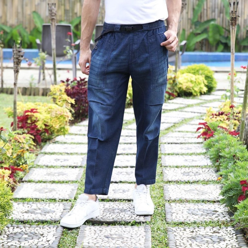 Celana Sirwal Pria Denim Reguler Celana Cingkrang Celana Cargo