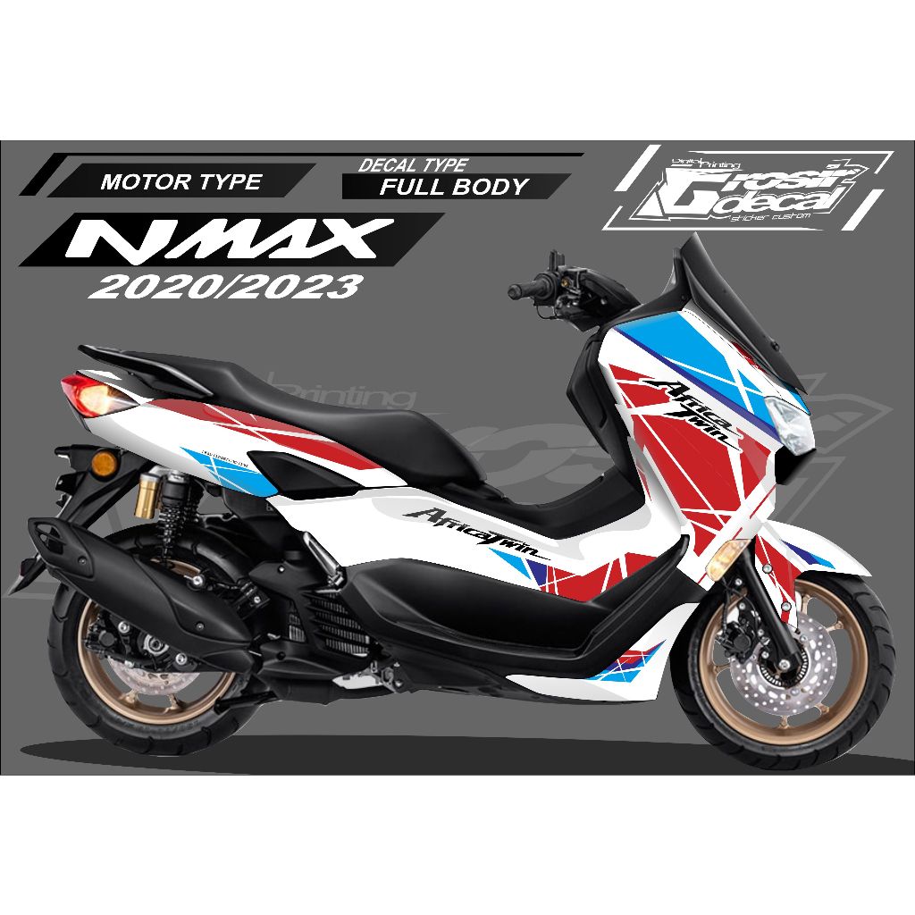 Decal Sticker Stiker NMAX New 2020 - 2023 Afrika Twin Putih Full Body Free Custom