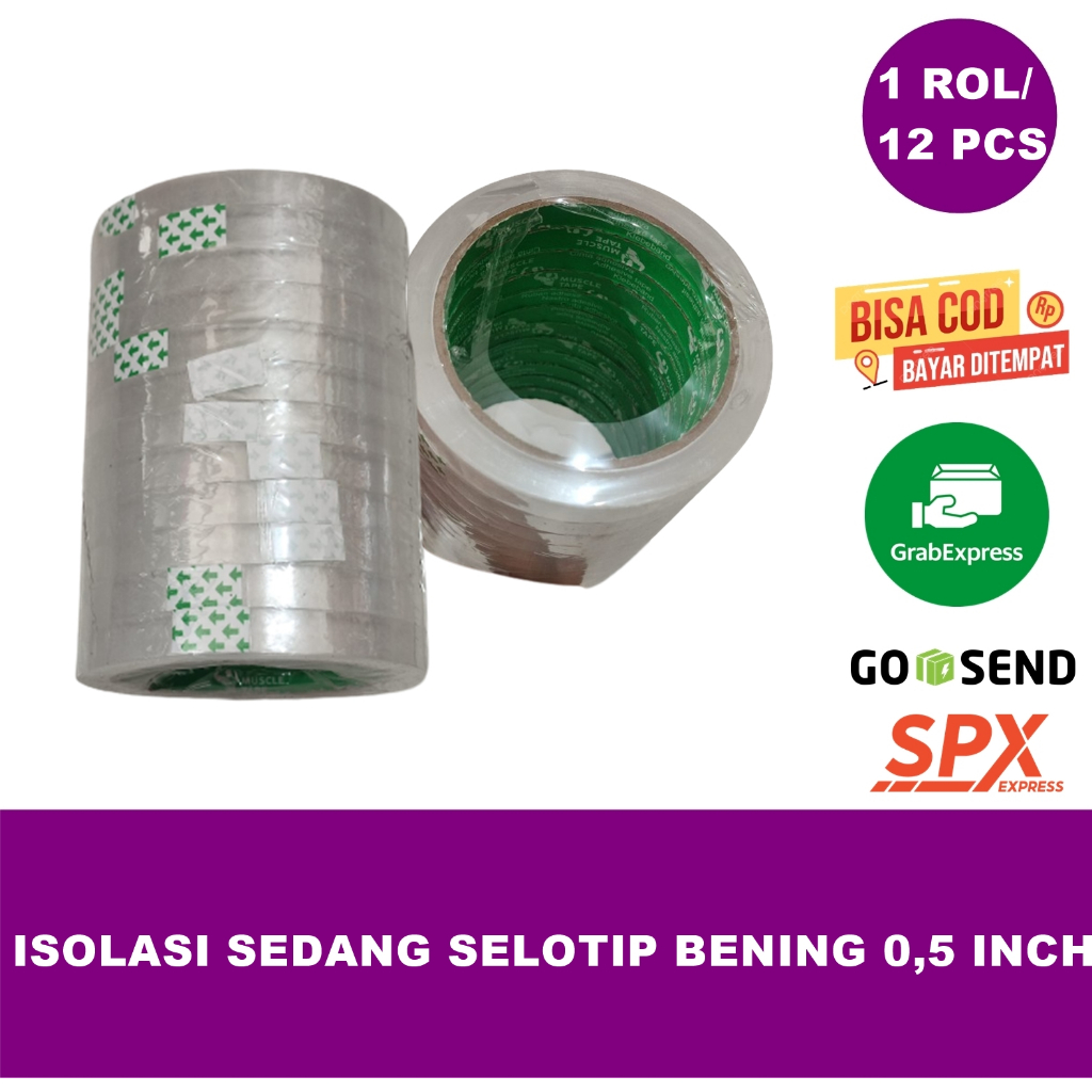 

Isolasi Solatape Selotip Bening 0,5 inch Super Murah 1 Rol isi 12 pcs Terbaik