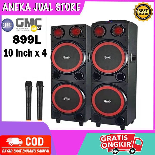 SPEAKER BLUETOOTH GMC 899L 4X10" INCH + 2 MIC WIRELESS