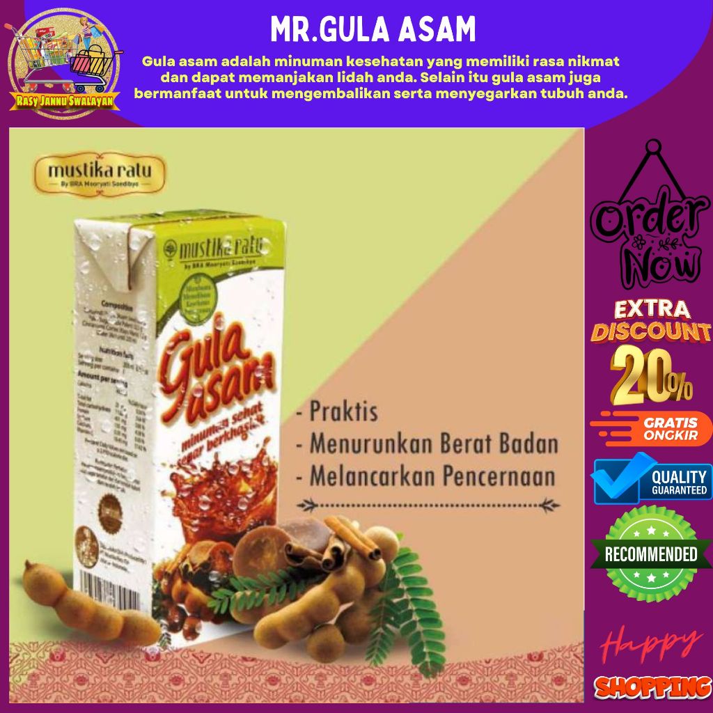 

Mustika Ratu Minuman Gula Asam Kotak - 200 ml (Kemasan Karton)