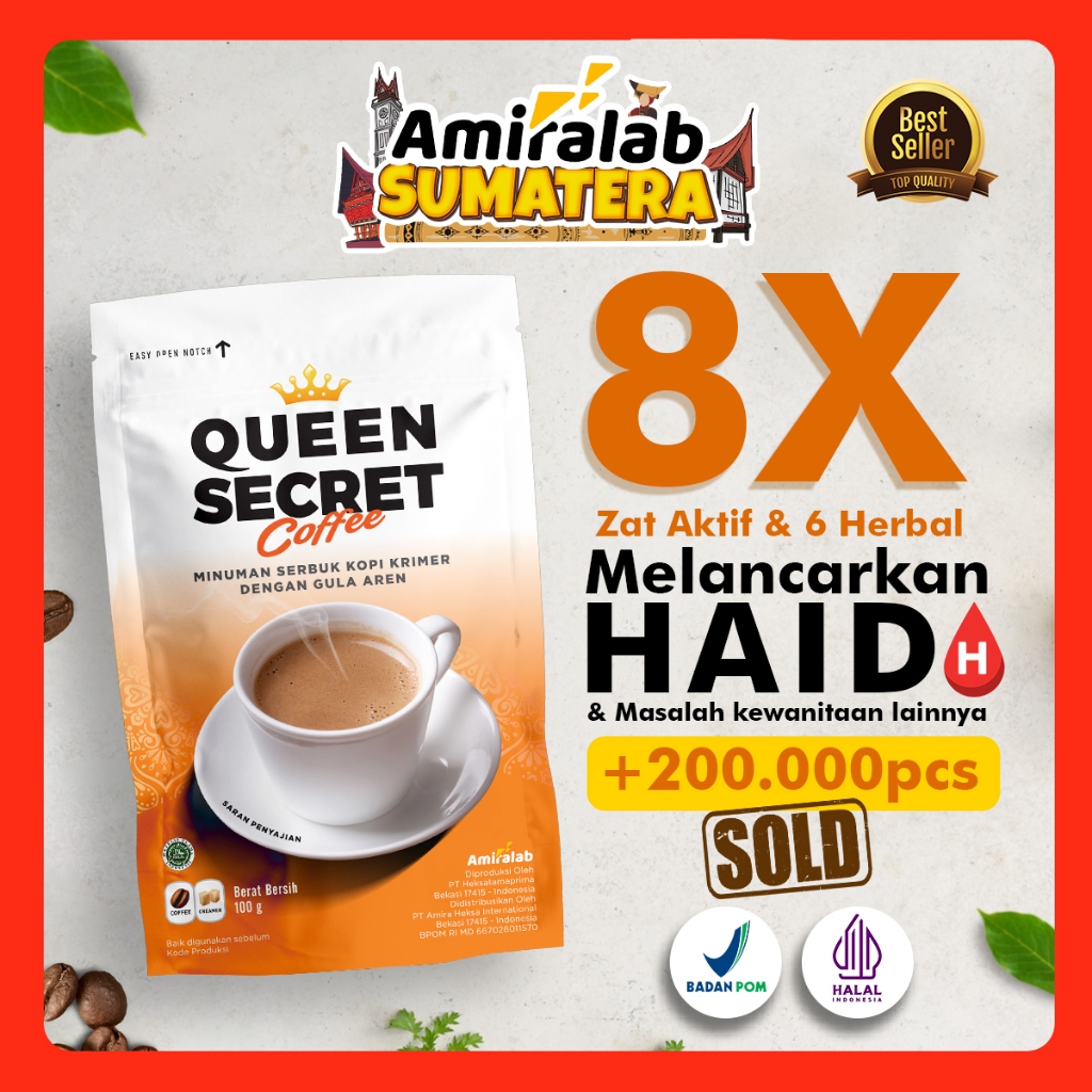 

Amiralab Queen Secret Coffee Minuman Kopi Pelancar Haaid Telat Terlambat Siklus Bulan Melancarkan Alami Ampuh 100gr