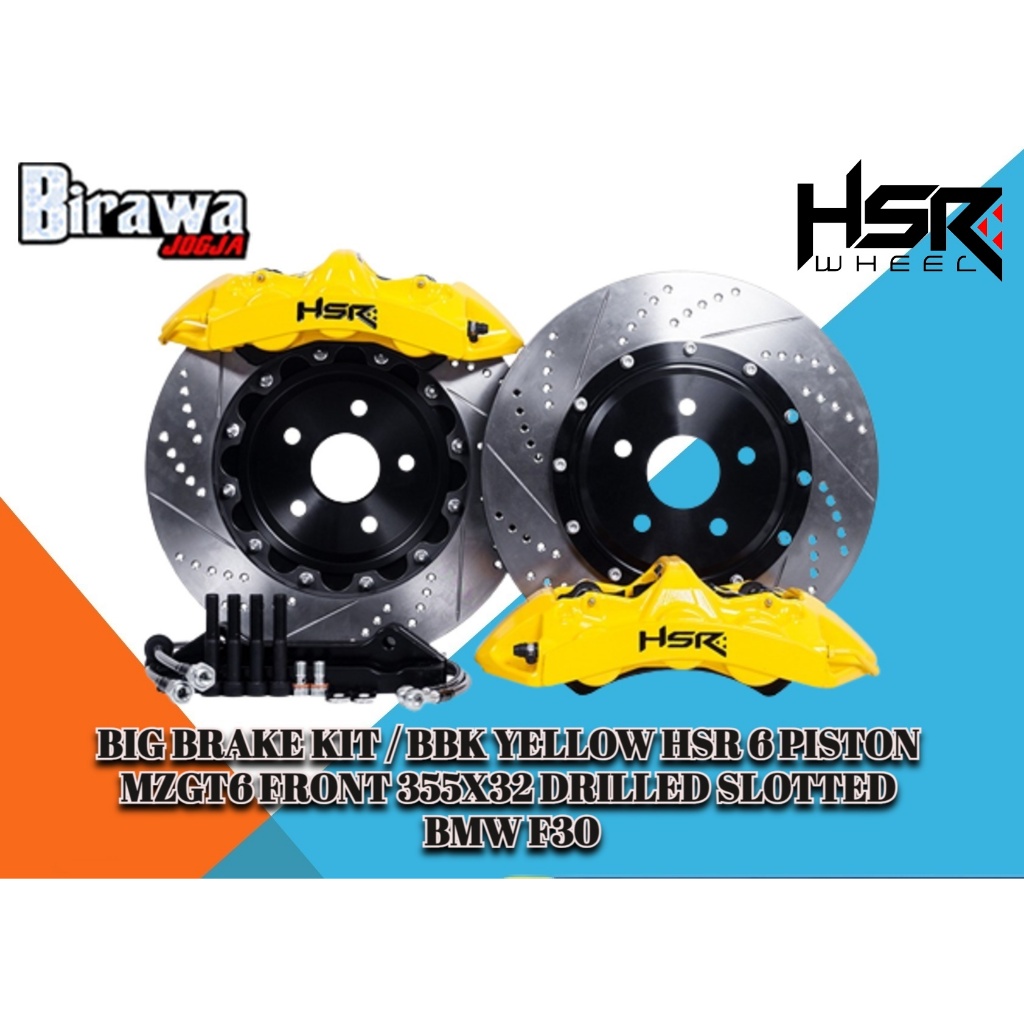 BIG BRAKE KIT / BBK YELLOW HSR 6 PISTON MZGT6 FRONT 355X32 DRILLED SLOTTED BMW F30