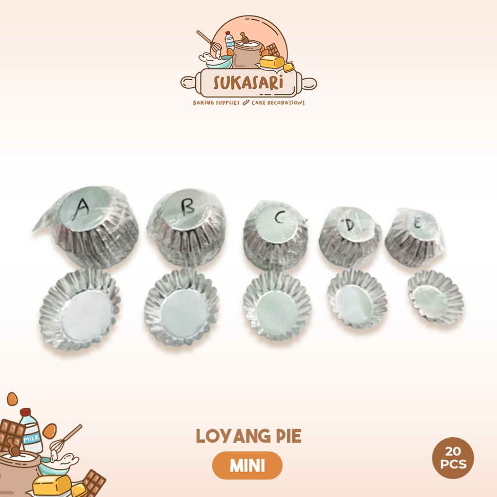 Sukasari - Loyang Pie Susu Mini 20pcs / Cetakan Aluminium Pie Buah Egg Tart / Kode (A) (B) (C) (D) (