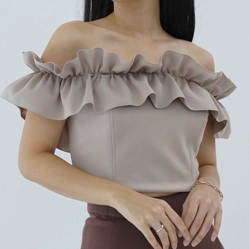 Sabrina Top Ruffle Puffy Blouse Atasan Wanita