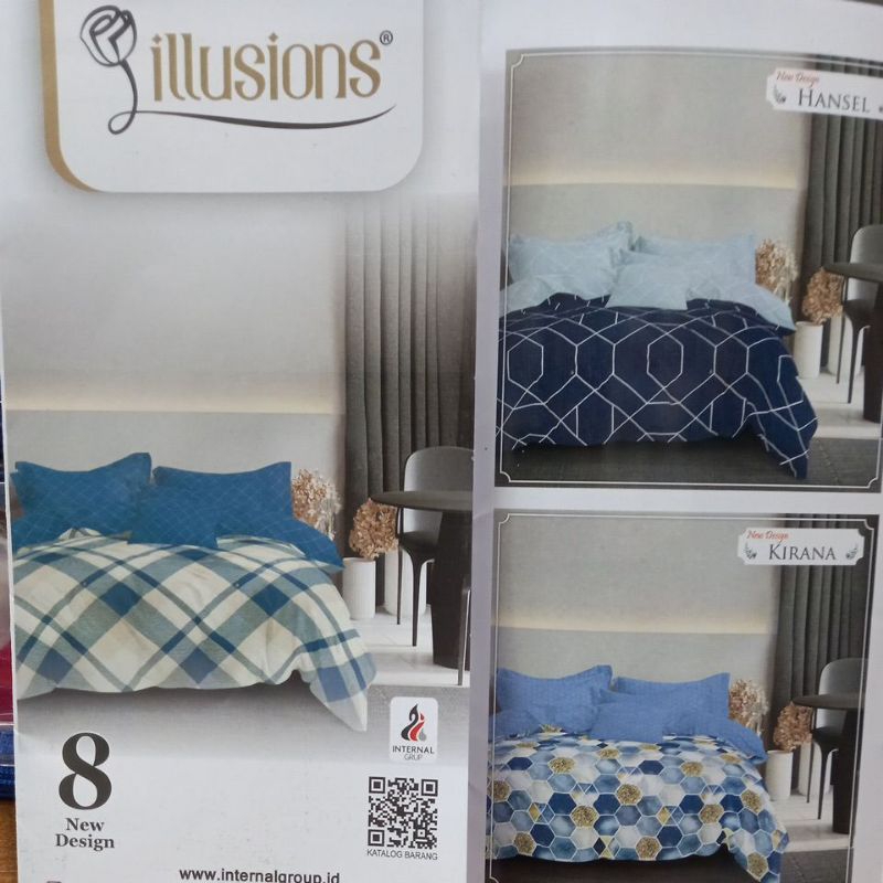 BEDCOVER MERK ILLUSIONS FLAT UKURAN KING SIZE 180X200 CM