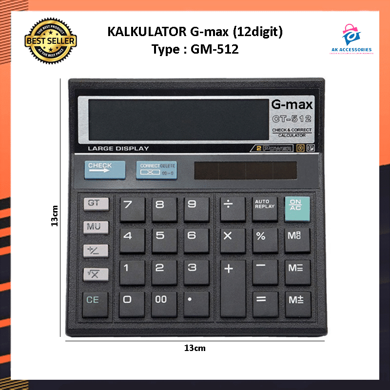 

AKCC KALKULATOR G-max GM-512 12Digit ANGKA / CALCULATOR DIGITAL