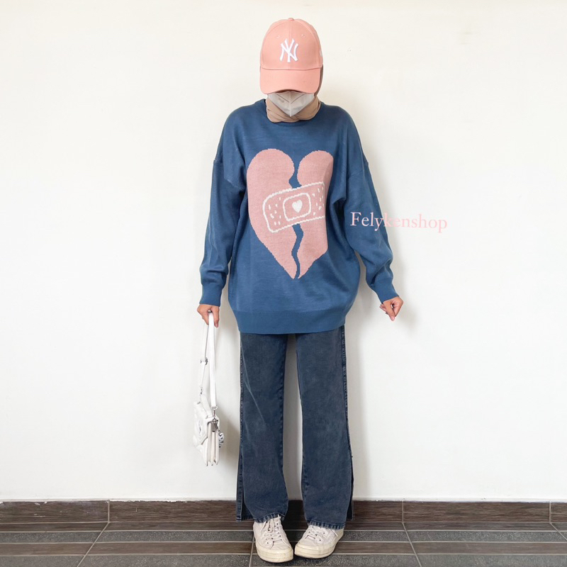 OVERSIZE SWEATER KNIT BROKEN HEART FK