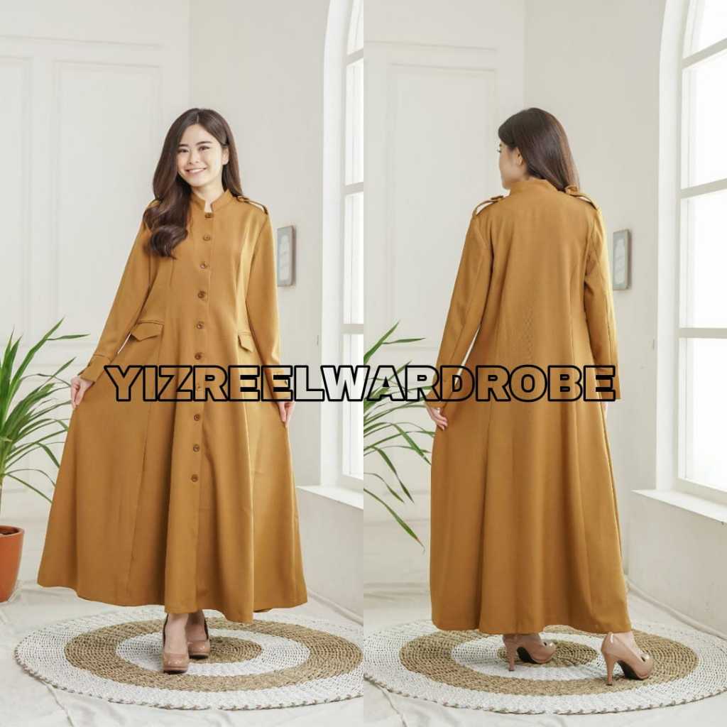 Gamis Dinas PNS PEMDA GURU Bahan Tebal Full Kancing Hidup - 8001 Khaki Tua / Pemda Tua