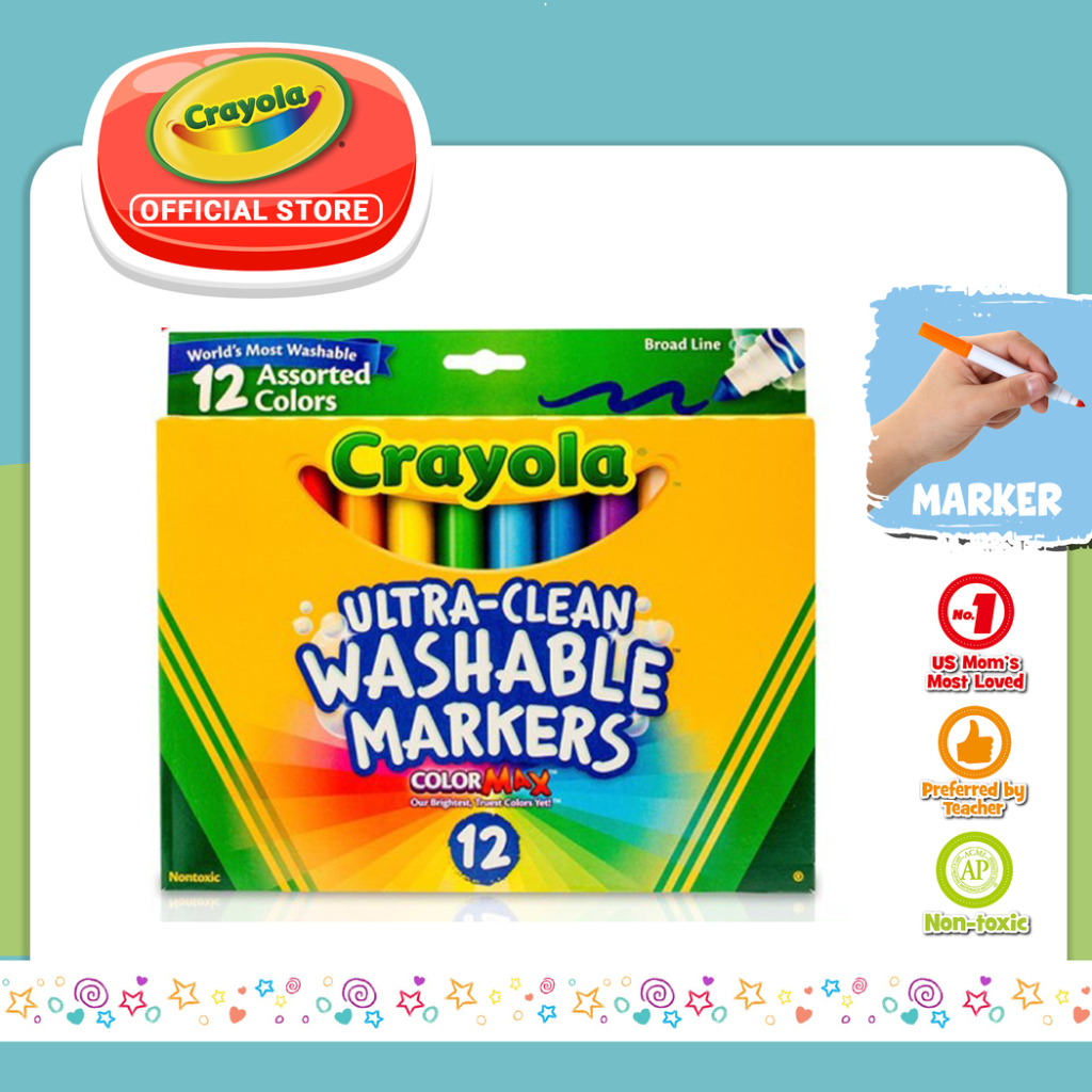 

CRAYOLA 12 Ct Ultra Clean Washable Broad Line Markers Asst