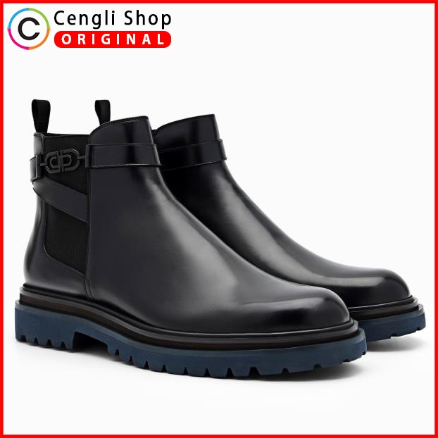 PM007 SEPATU BOOT PEDRO PRIA ORIGINAL BOOTS KULIT ASLI ORI HITAM