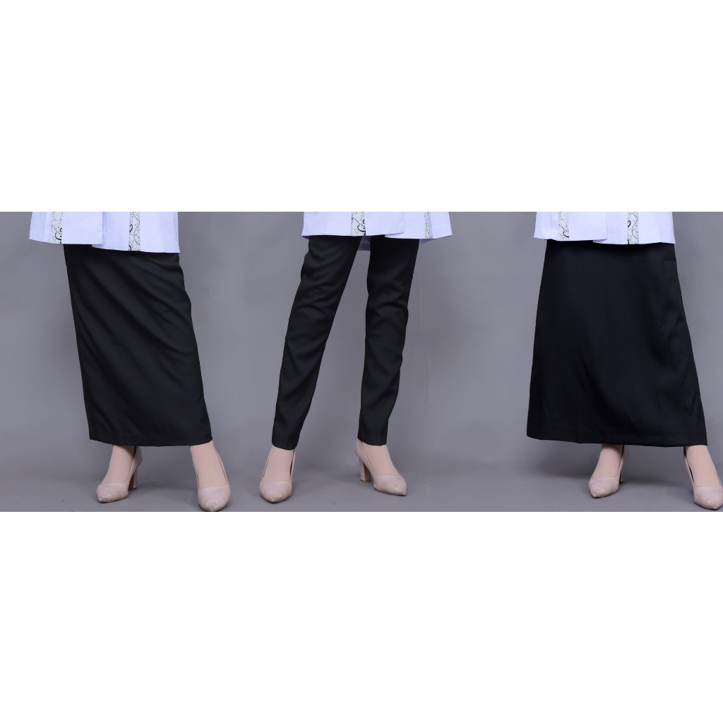 Bawahan Kerja Wanita Model Rok Span / Rok A/Celana panjang Hitam bahan Katun