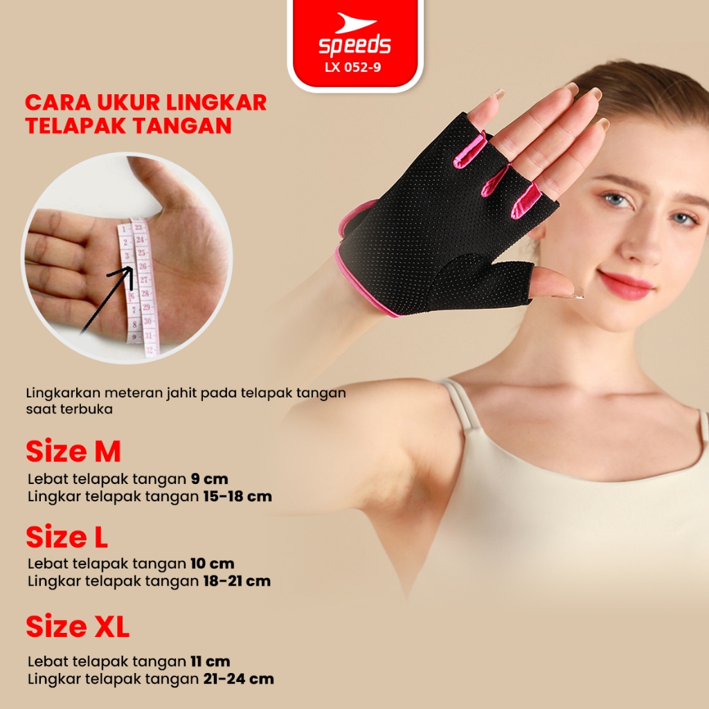 SPEEDS Sarung Tangan Gym Fitness Olahraga Anti Slip Unisex LX 052-9