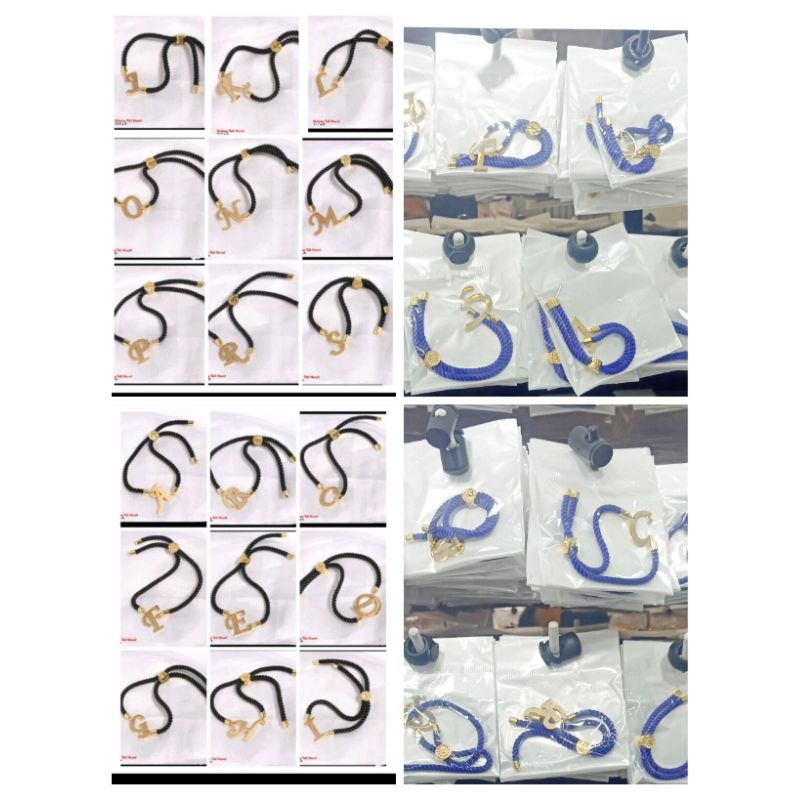 Ysf64. Gelang titanium tali serut huruf/Alphabet wanita