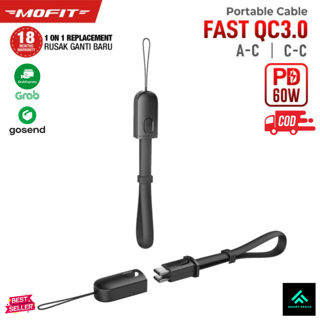 MOFIT Portable Cable Quick Charge 3.0A & PD 60W Kabel Charger Powerbank