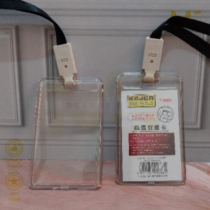 

ID Card Holder Acrylic Transparant KEJEA + Tali Name Tag Lanyard Mika Casing ID Card Holder