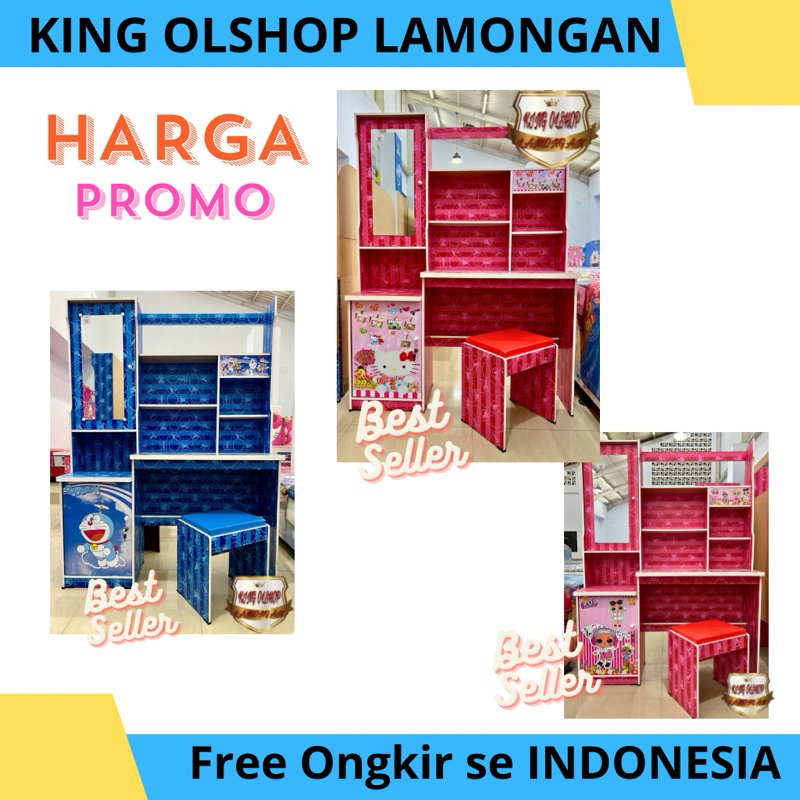 Lemari Meja Belajar Anak Cewek Cowok Gambar MBMR 165 Cermin Doraemon/ Hello kitty/ LOL [LAMONGAN]
