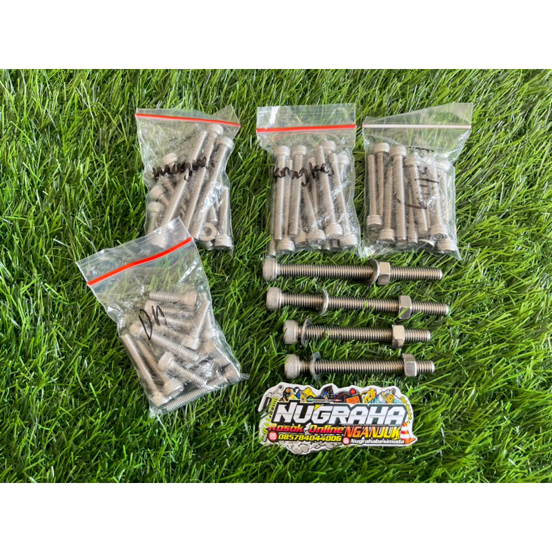 baut L full stenlis mesin set tiger gl mp cb