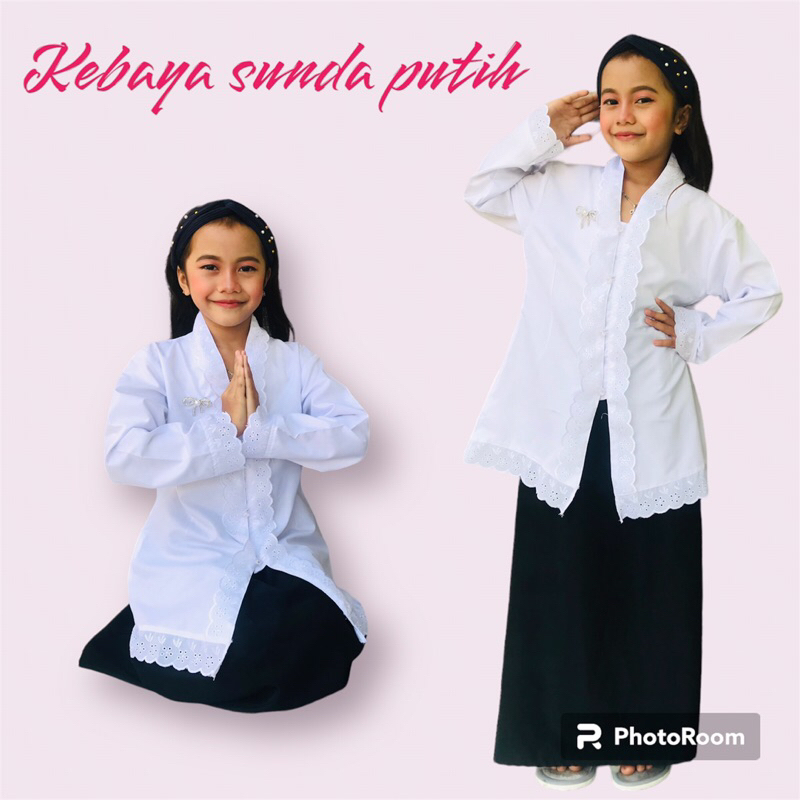 setelan kebaya hitam putih muslimah anak perempuan / setelan kebaya sunda