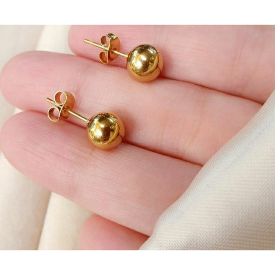 ANTING TUSUK PENTUL JUMBO TITANIUM GOLD N28062305 PERMATA LAPIS EMAS 18K PERHIASAN WANITA  ANTING-AN