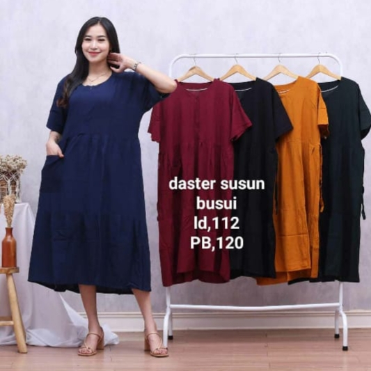 DASTER WANITA DASTER SUSUN POLOS SLETING DEPAN