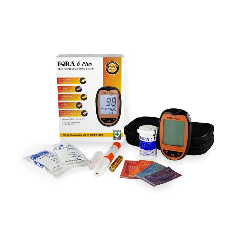 6IN1 Multi Parameter Monitoring System Original FORA 6 Plus | Alat Cek Gula Darah 6-Parameter