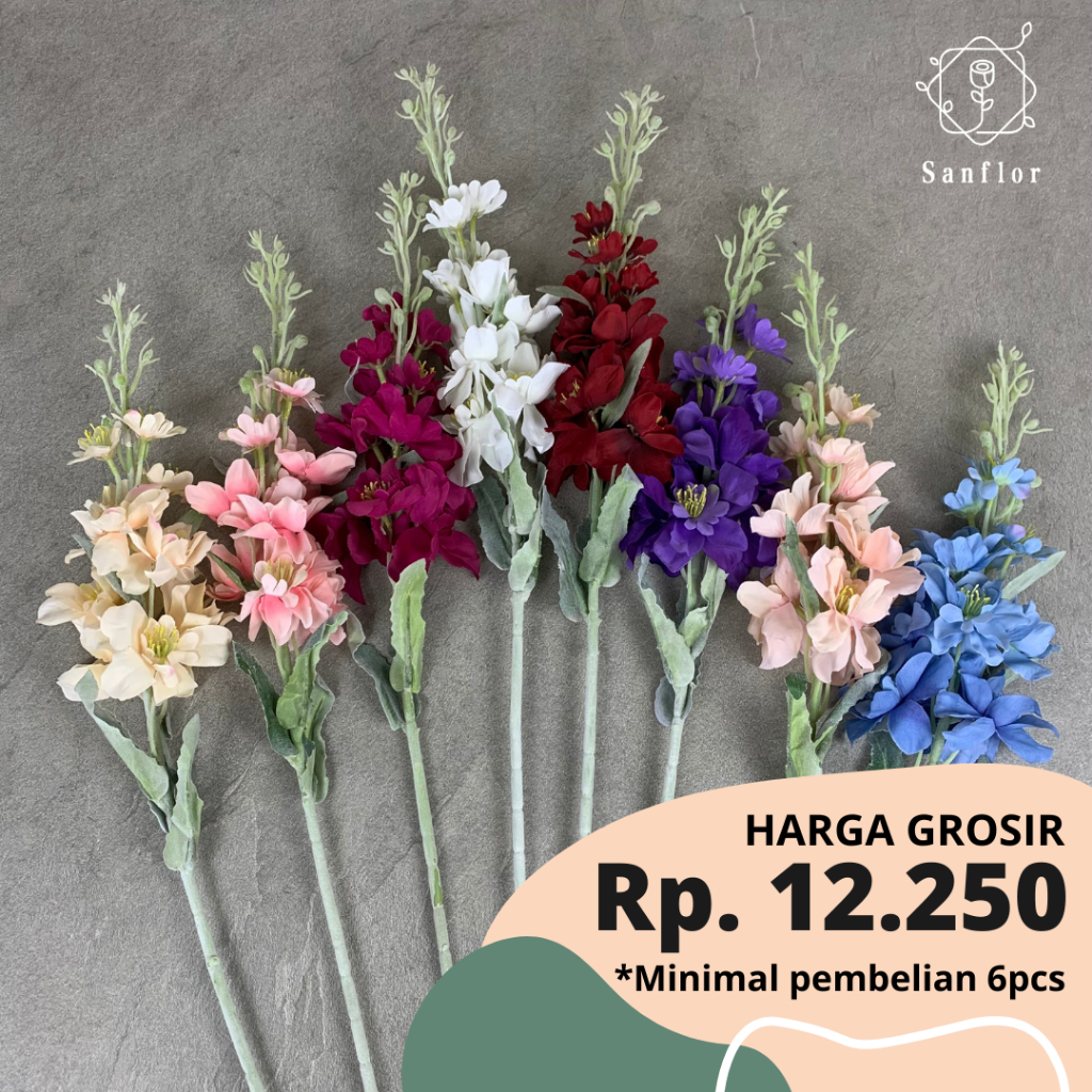 MINI DELPHINIUM/ ARTIFICIAL FLOWER BAHAN KAIN HIASAN DEKORASI PELAMINAN PERNIHAKAN/ WEDDING DECORATION