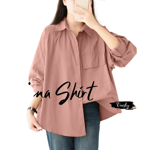 Blouse Atasan Wanita Selenna Shirt Bahan Linen Rami Polos Kancing Aktif Busui Friendly Fashion Muslim Wanita Jumbo Kemaja Hitam Wanita lengan Panjang Baju Blouse Wanita Korean Style