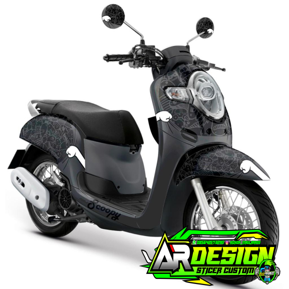 Decal STICKER scoopy full body Full Blok Decal Scopy Dekal New Fi 2017 2018 2019 2020 doodle art 3D 
