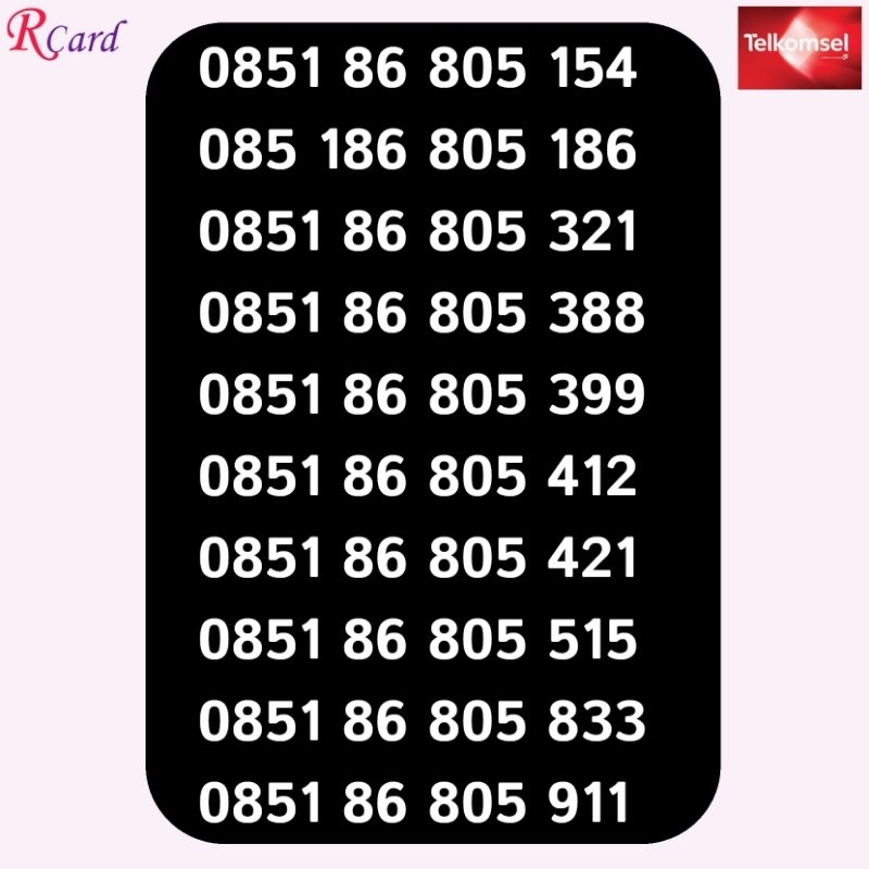 Perdana Nomor Cantik Simpati Telkomsel BOS Rapi 805 154 186 321 388 399 412 421 515 833 911