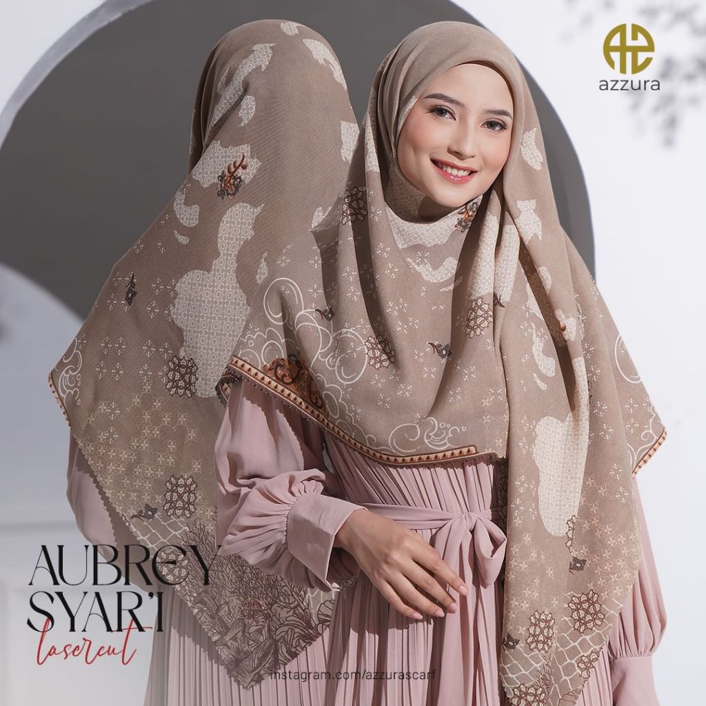 AUBREY SYARI NEW EXCLUSIVE AZZURA SCARF SIZE 130 x 130 CM JUMBO SERAT PERANCIS