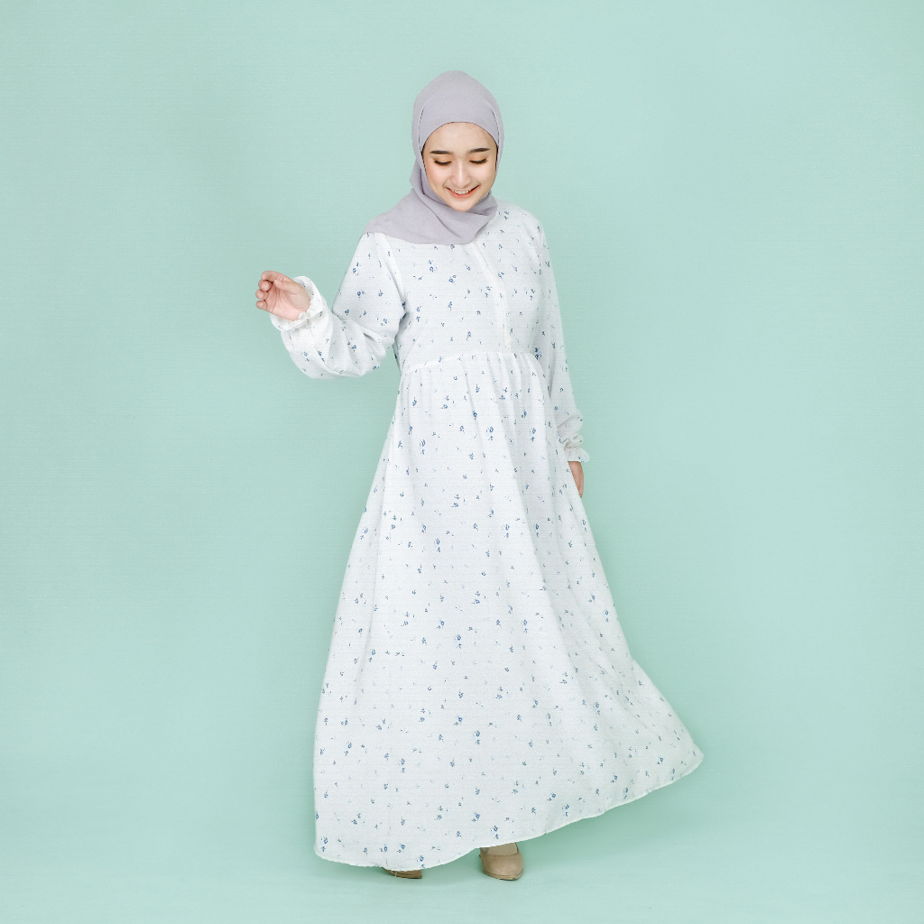 Dress Catalea Gamis Putih Mango Crinkle Busui Friendly
