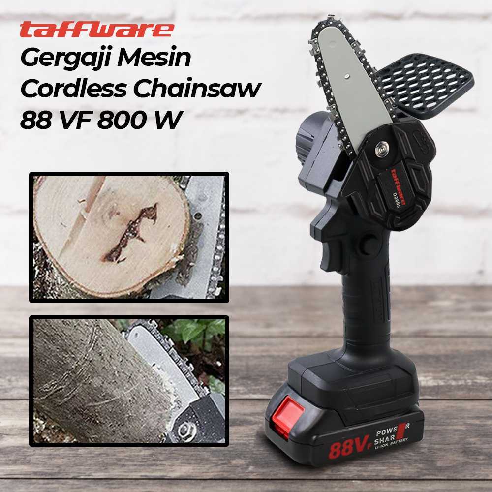 K188 Gergaji Mesin Senso Potong Kayu Dahan Ranting Cordless Chainsaw Listrik Baterai USB Cas Charger