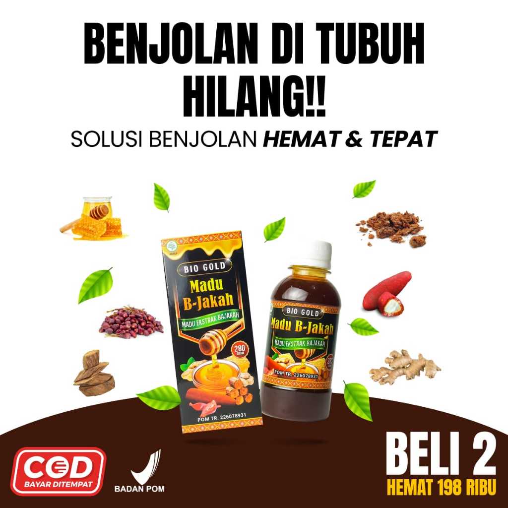 Madu Bajakah Bio Gold - Atasi Kolesterol Plus Bawang Dayak, Temu Putih, Propolis, Buah Merah Papua